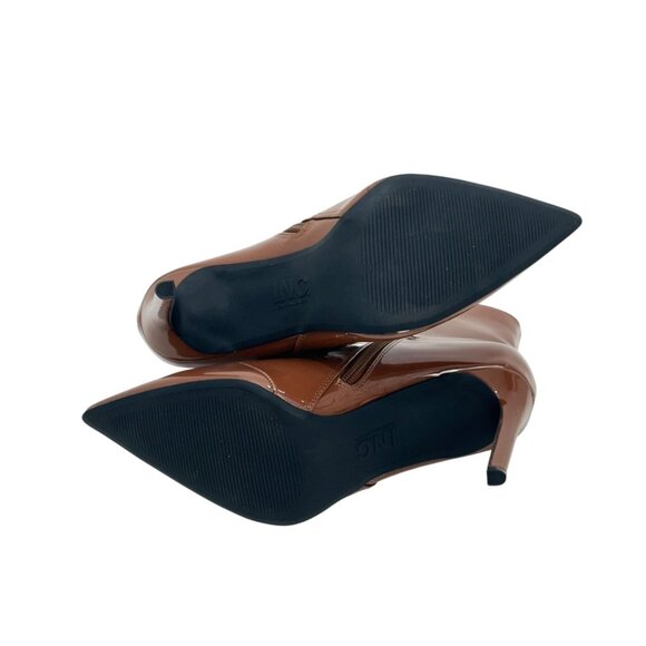 INC -Katalina Brown Patent Leather High Heel Ankle Boots Womens 9M Stretch Panel - Picture 11 of 11